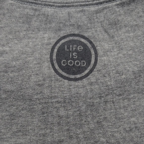 Life Is Good Gray Short Sleeve Tee with Classic Car Design - Picture 8 of 8